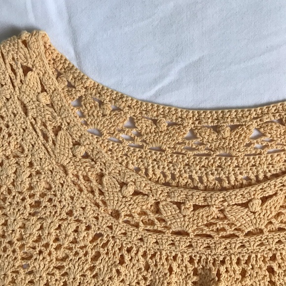 Handmade Yellow Crochet Dress with Cap Sleeves - Picture 3 of 5